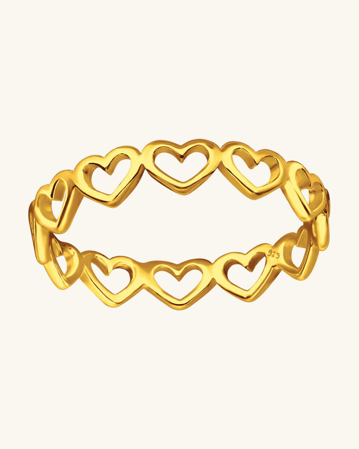 Anillo Corazones Bañado en Oro - Zazü