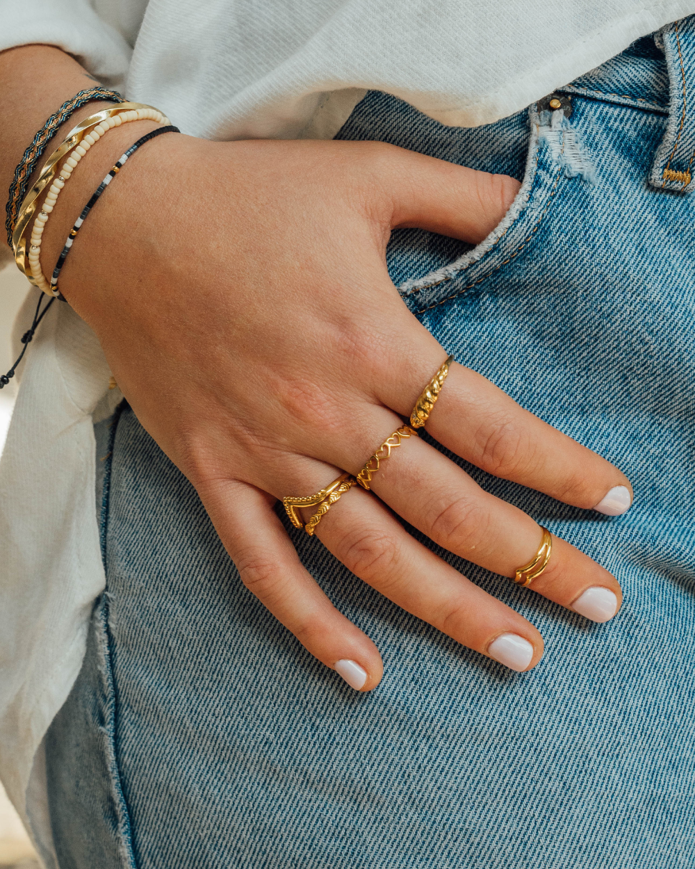 Anillo Corazones Bañado en Oro - Zazü