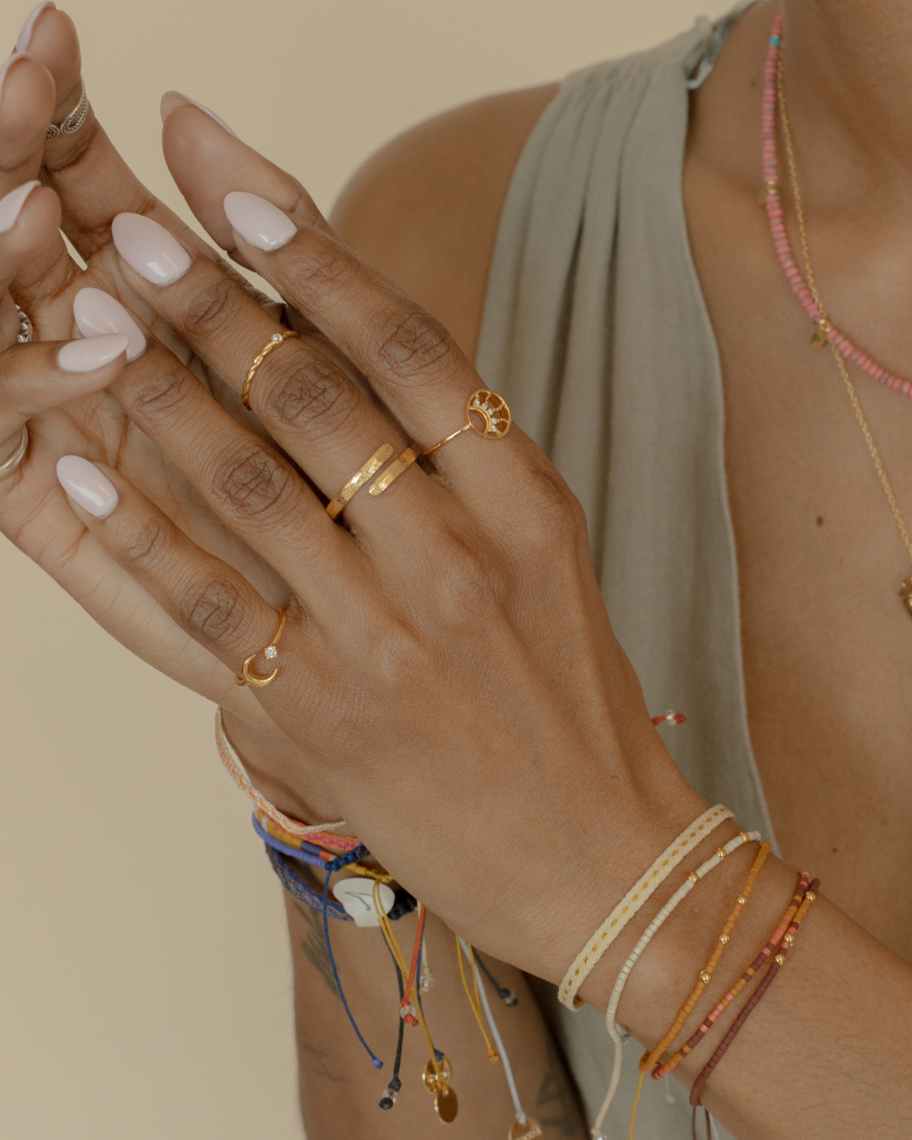 Midring Luna y Circón Bañado en Oro