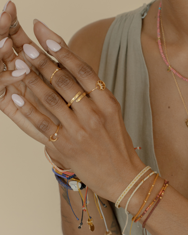 Midring Luna y Circón Bañado en Oro