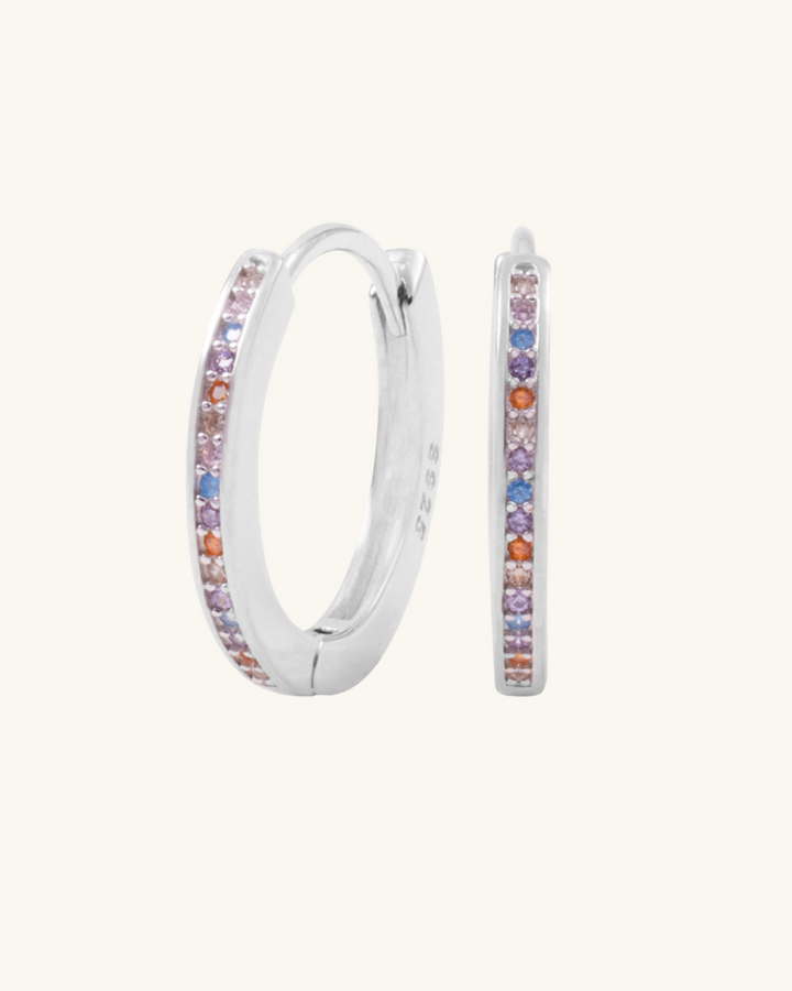 Argollas de Plata con Circones de Colores