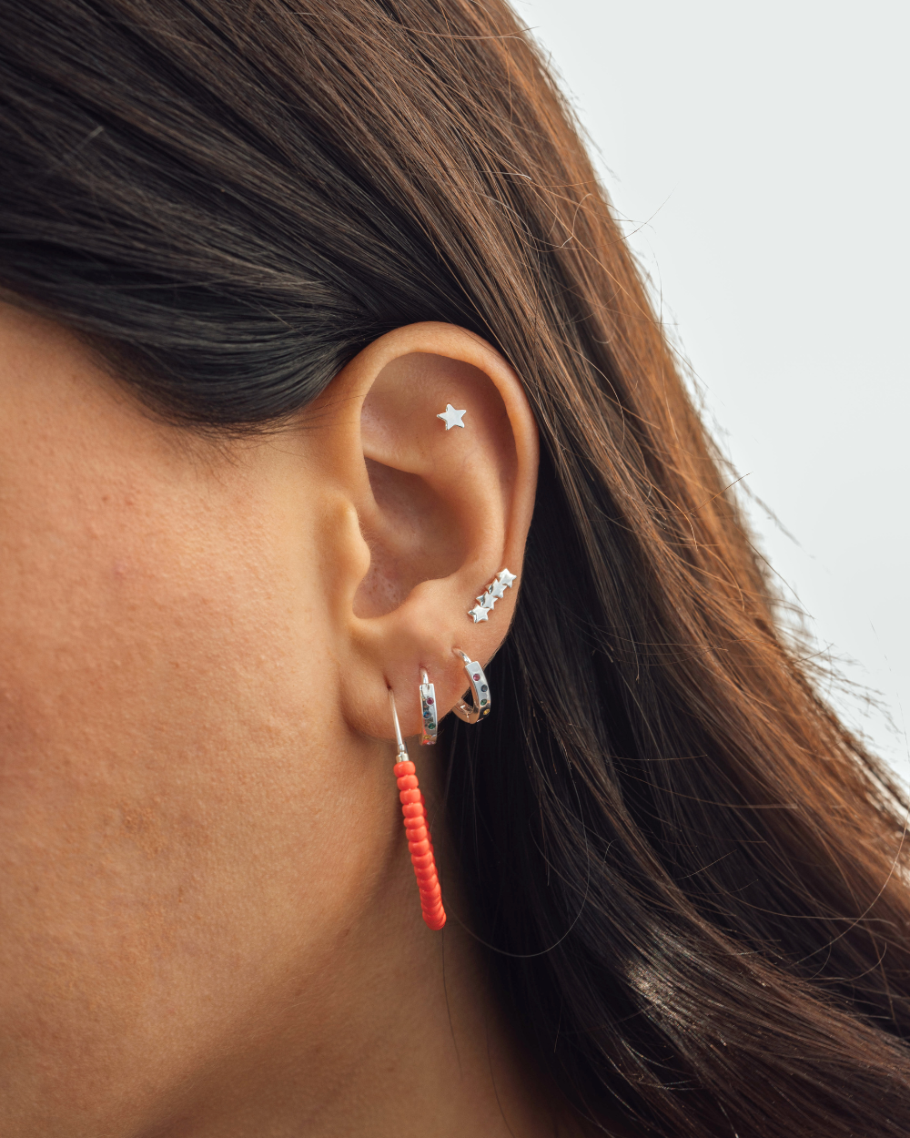 Argollas de Plata con Circones de Colores