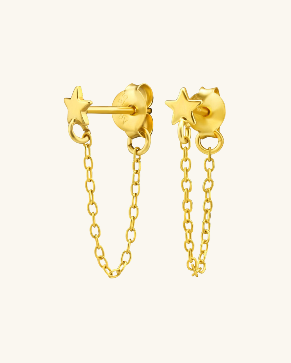 Aros con Estrellita y Cadena Bañados en Oro - Zazü