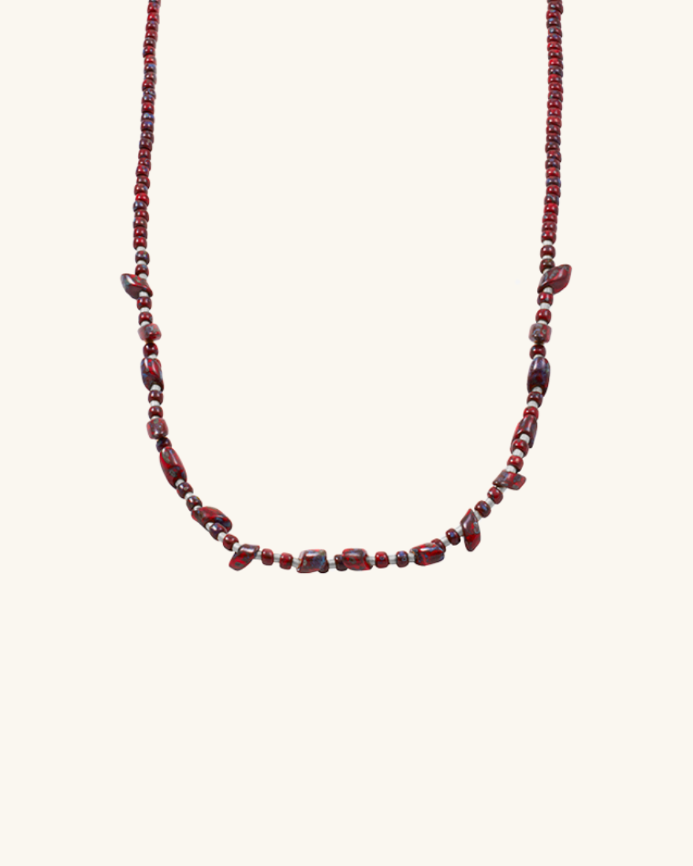 Collar Irregular Rojo Picasso y Plateado