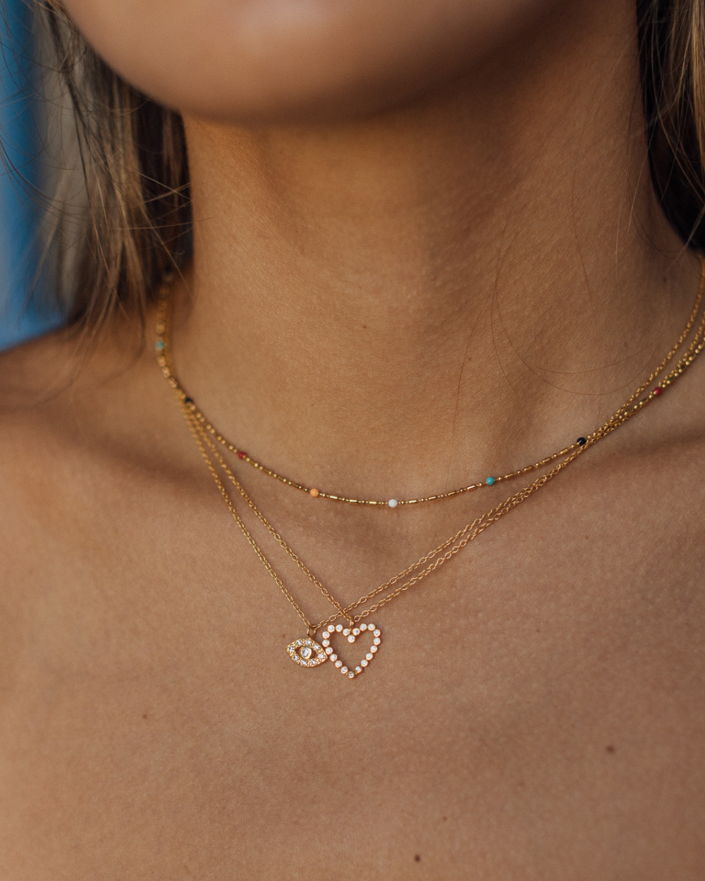 Collar Corazón Abierto con Circones Bañado en Oro