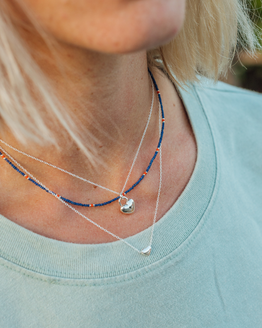 Collar Mini Lapis y Coral Plata - Zazü