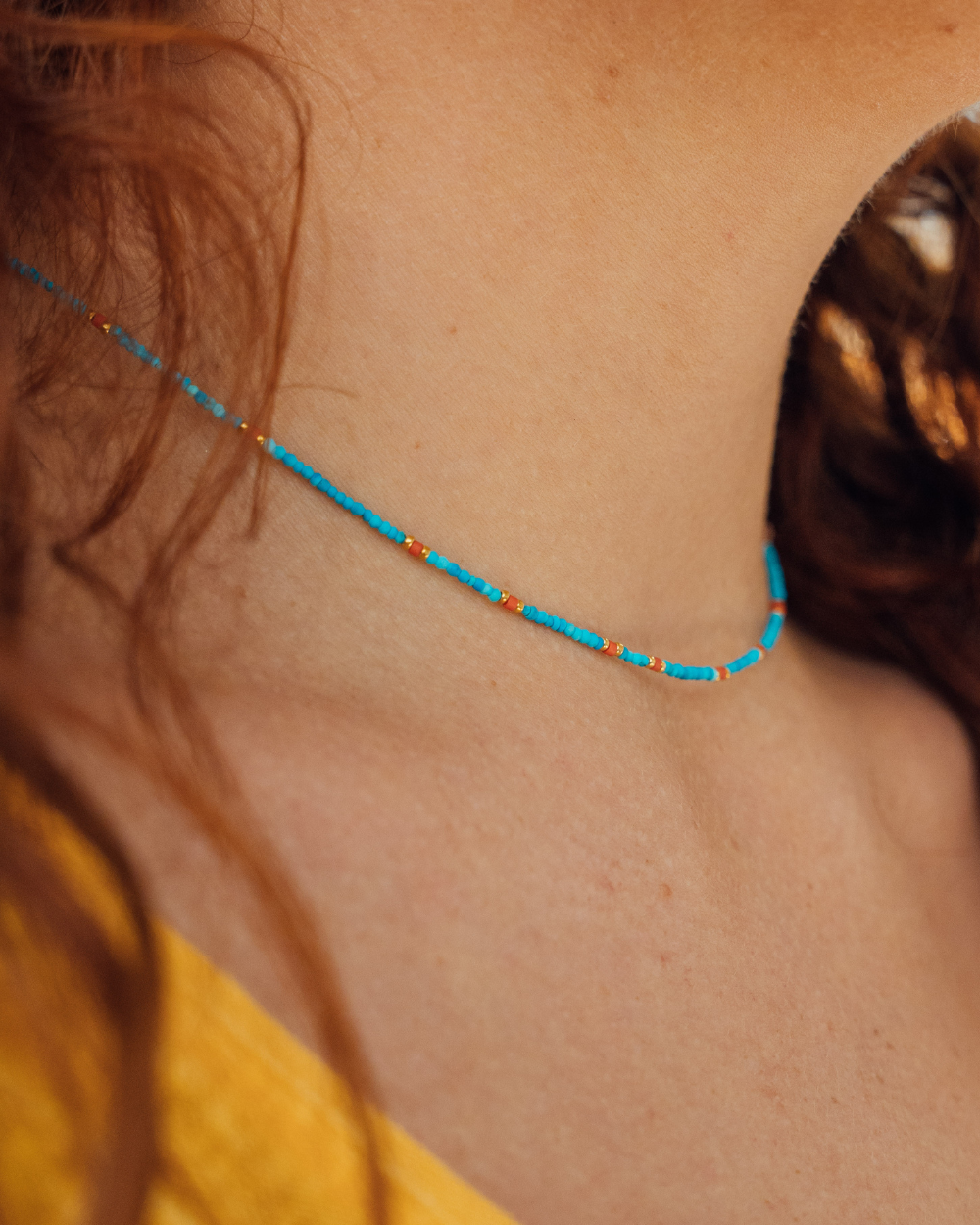 Collar Mini Turquesas y Coral - Zazü