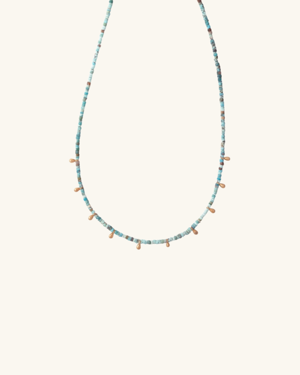 Collar de Turquesa Verde con Pelotitas Doradas - Zazü