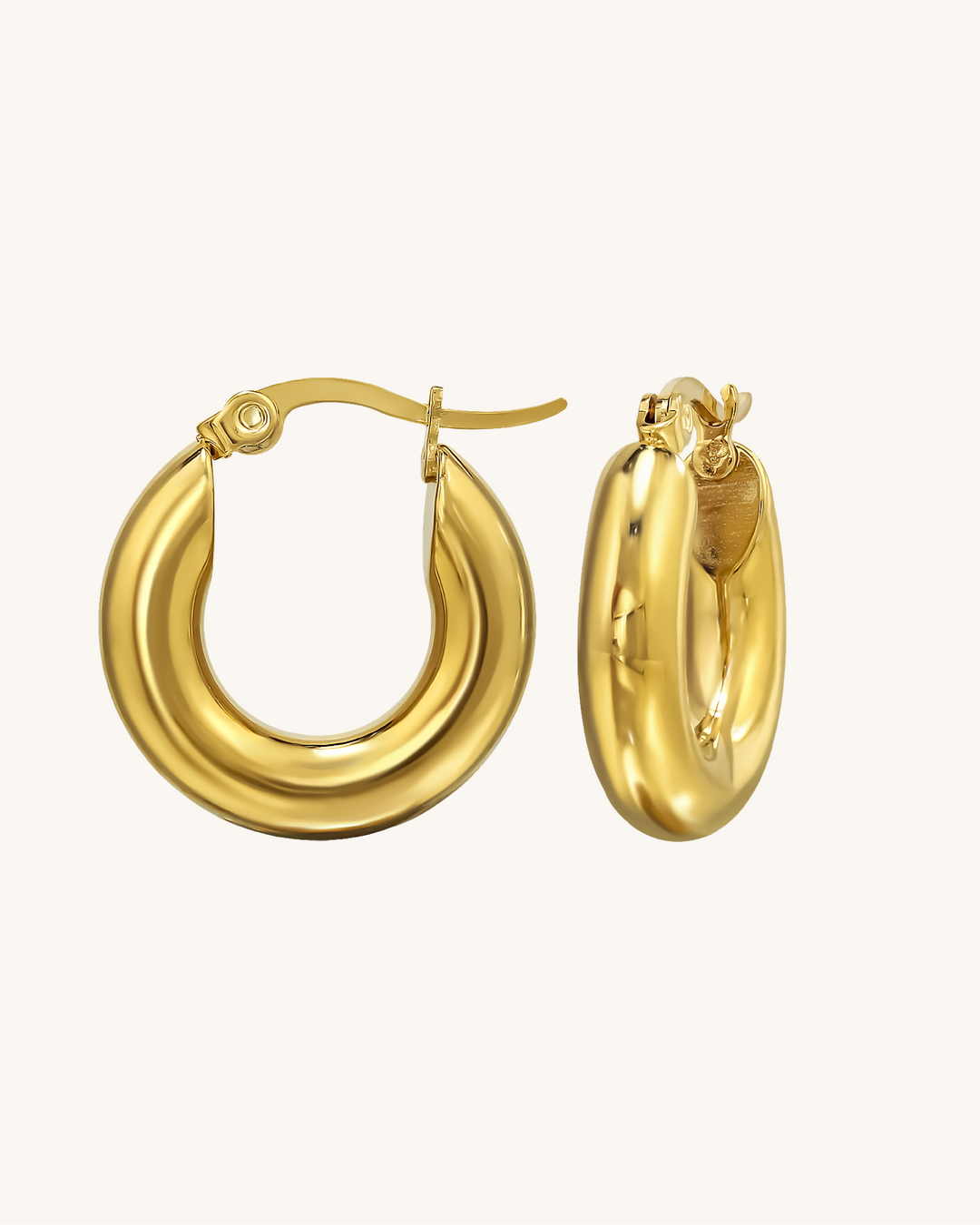 Argollas Greta de Acero Bañado en Oro