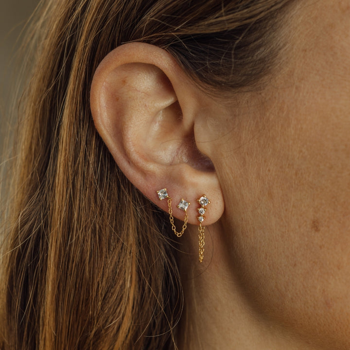 Pack Aros Shine Encadenados Bañados en oro - Zazü