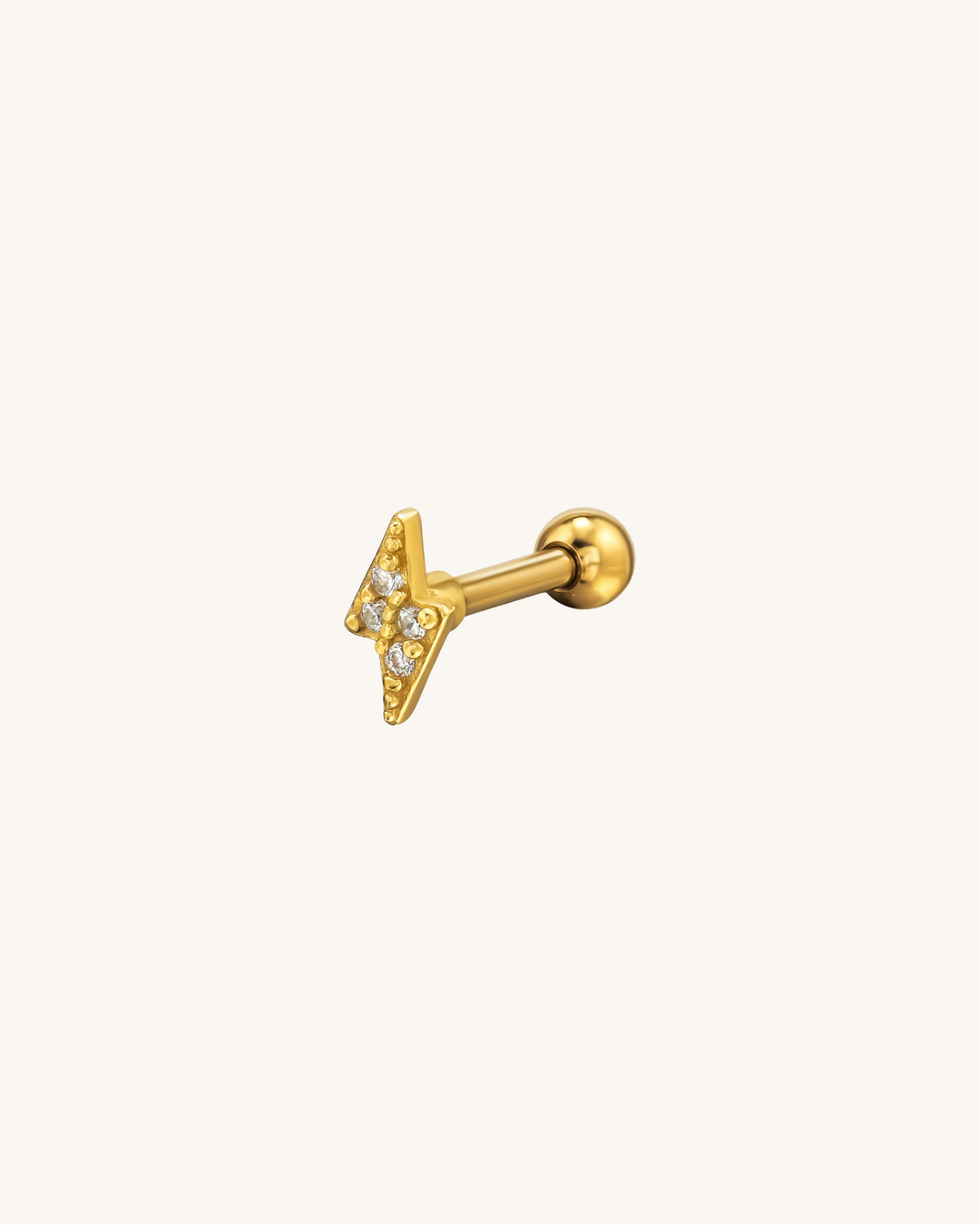 Piercing Rayo y Circones Bañado en Oro