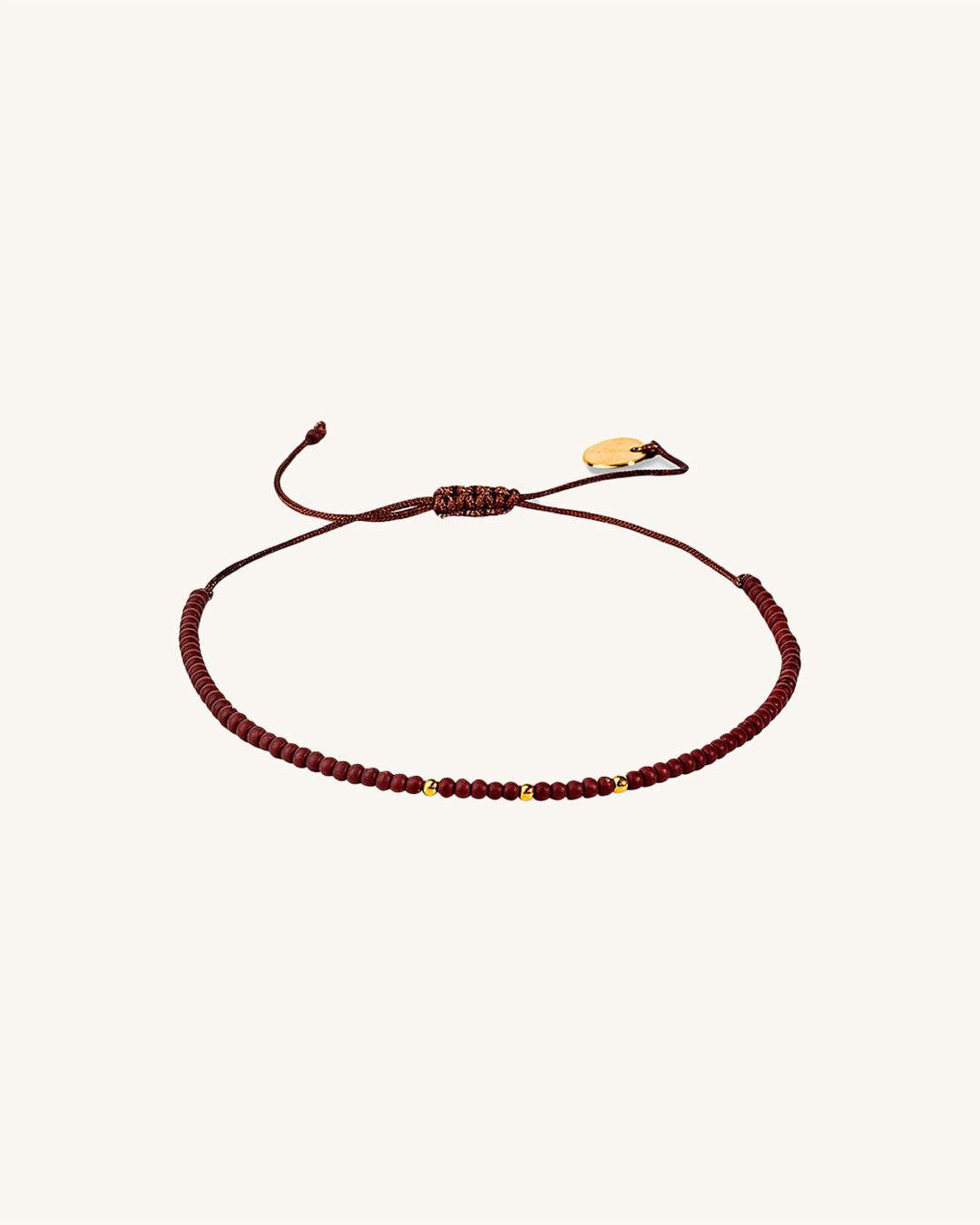 Pulsera Café con Mostacillas de Plata Bañada en Oro