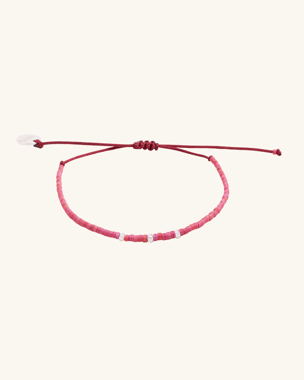 Pulsera Coral con Mostacillas de Plata