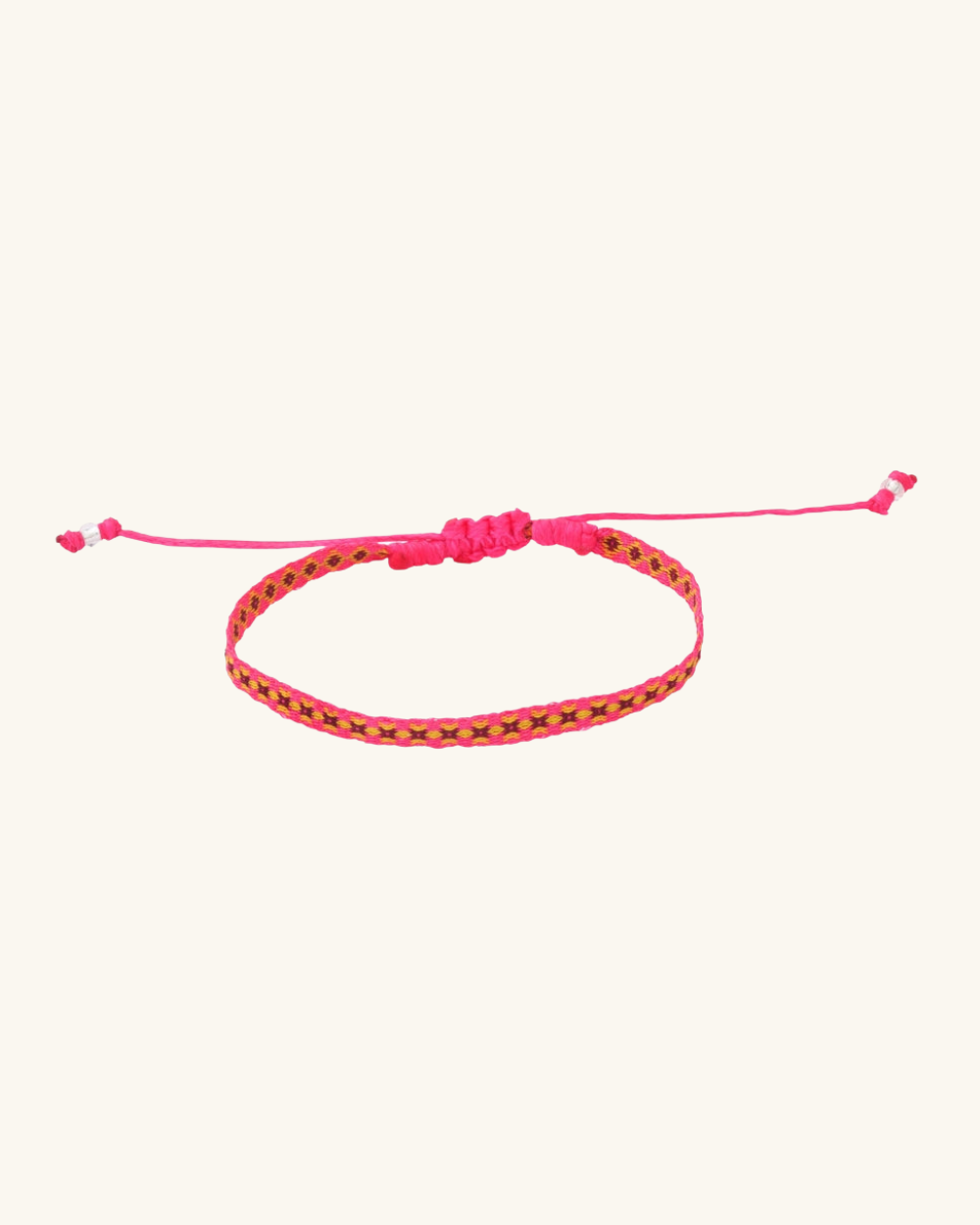 Pulsera Telar Fina Rosa Neón y Amarillo