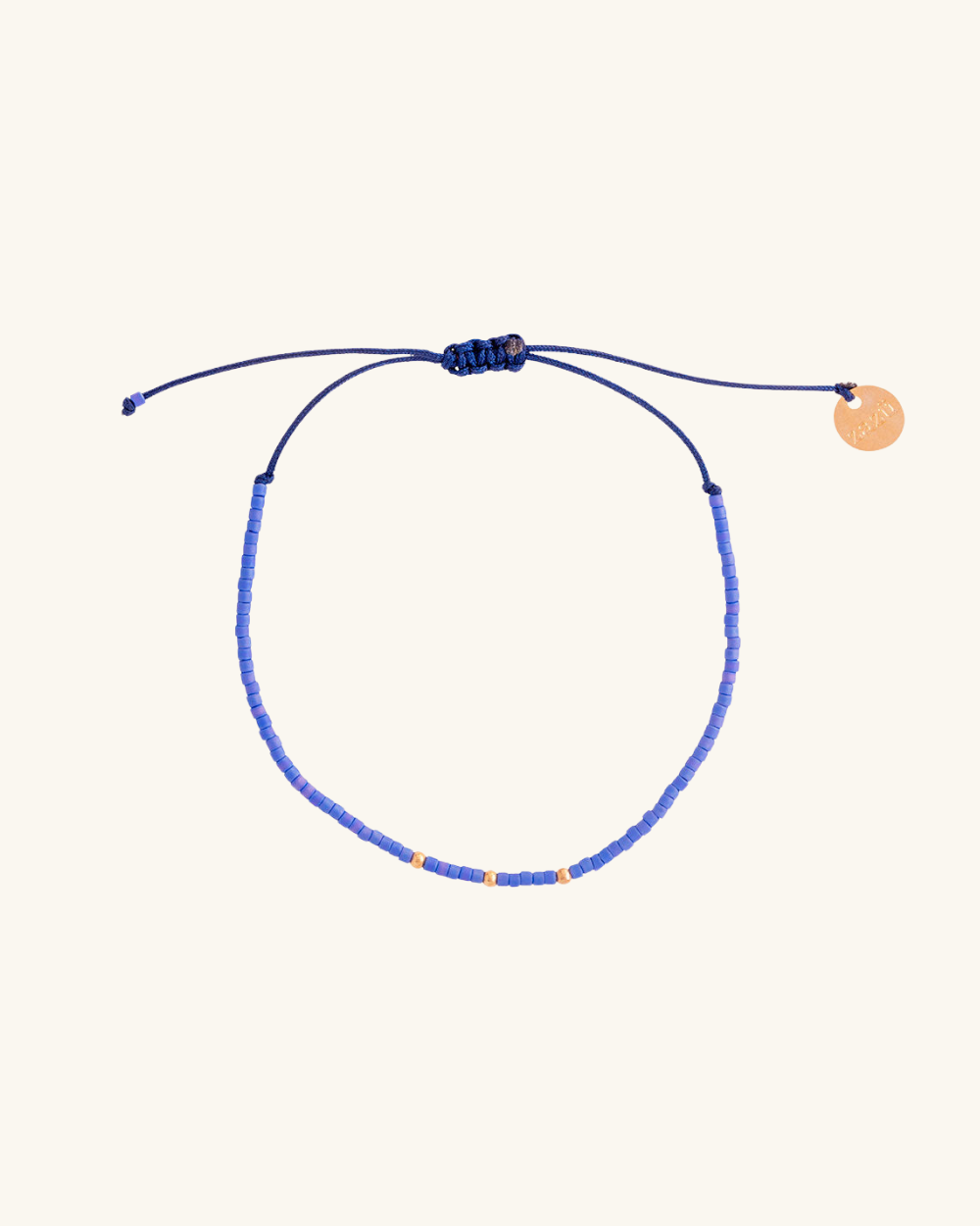 Pulsera Azul Tornasol con Mostacillas Bañadas en Oro