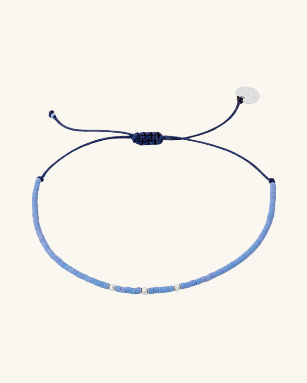 Pulsera Azul Violáceo con Mostacillas de Plata