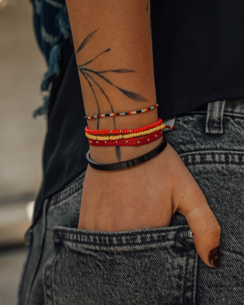 Pulsera Chenoa con Mostacillas de Plata