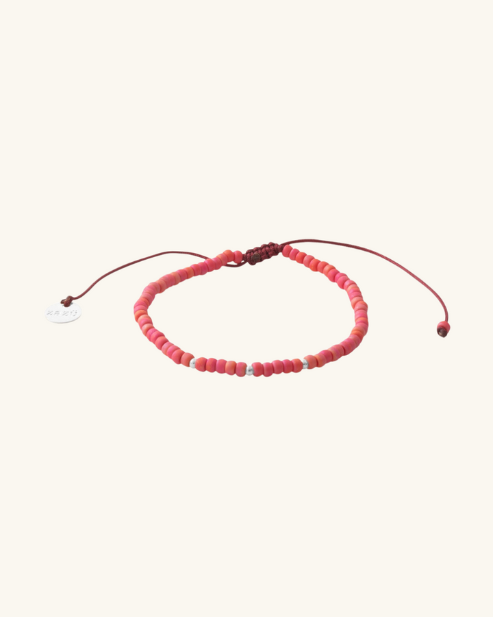Pulsera Candy Coral con Mostacillas de Plata
