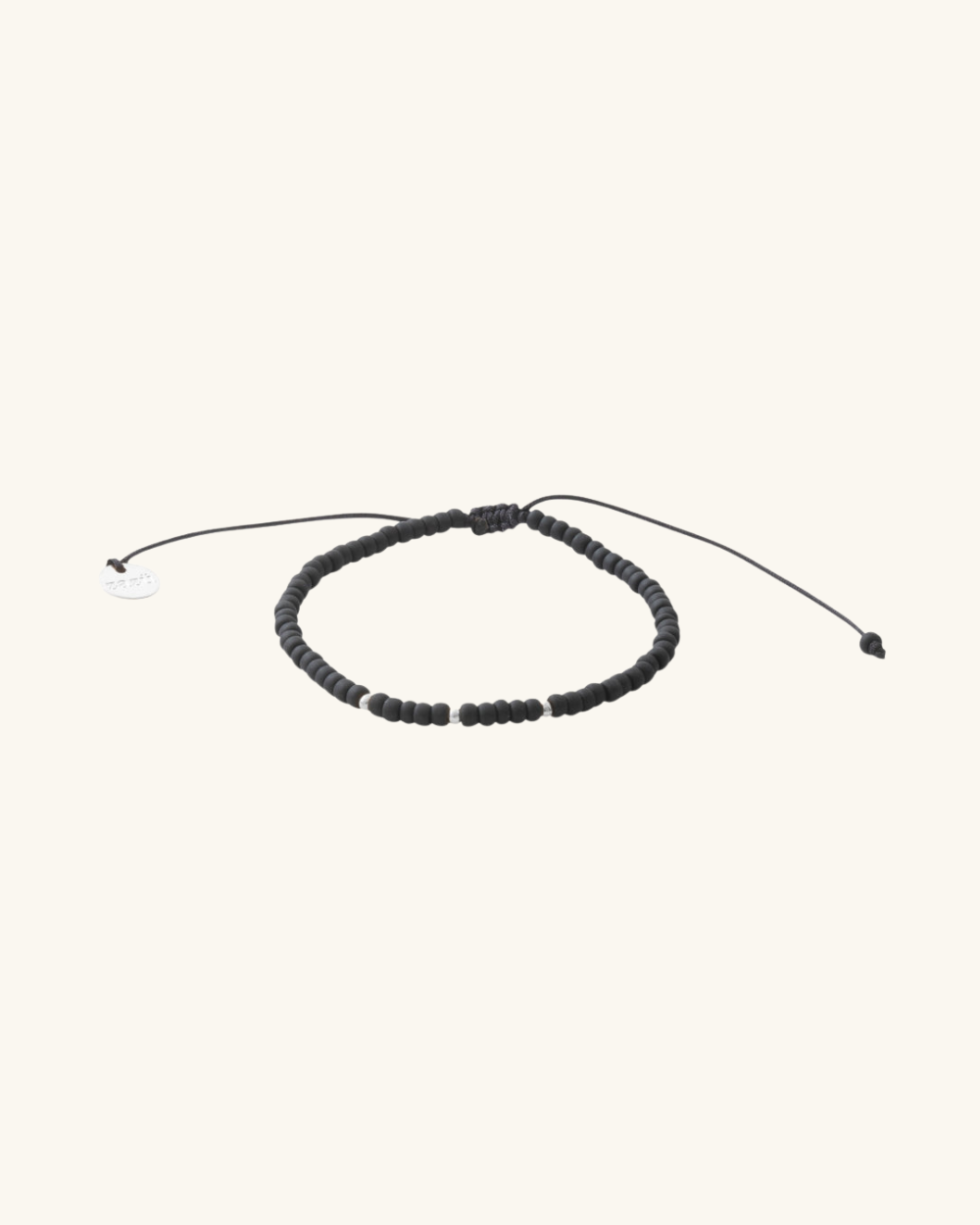 Pulsera Candy Negra con Mostacillas de Plata