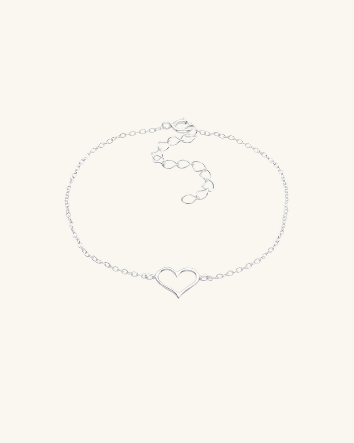 Pulsera Corazón Simple de Plata