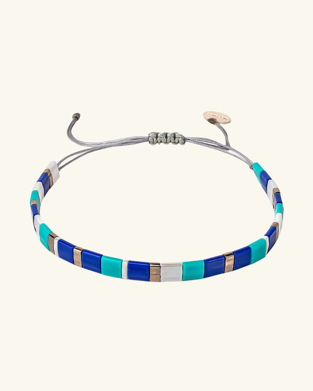 Pulsera Fita Azul y Turquesa y Plateado