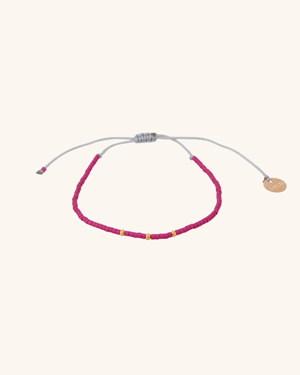Pulsera Fucsia con Mostacillas Bañadas en Oro