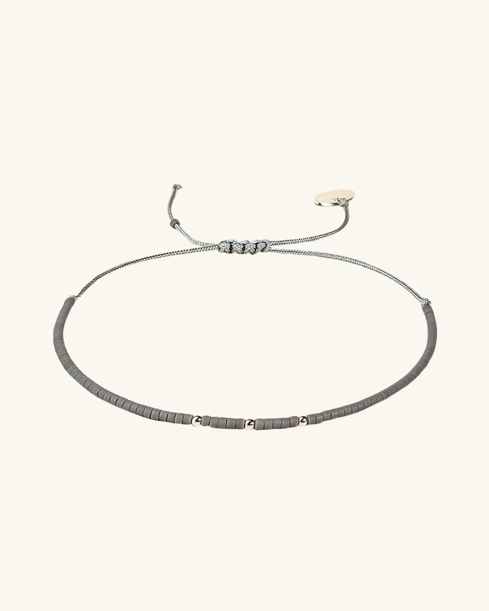 Pulsera Gris Claro con Mostacillas de Plata