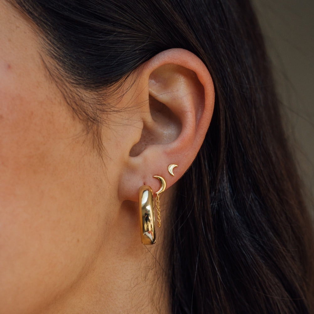 Aros de Luna Chain Bañados en Oro - Zazü