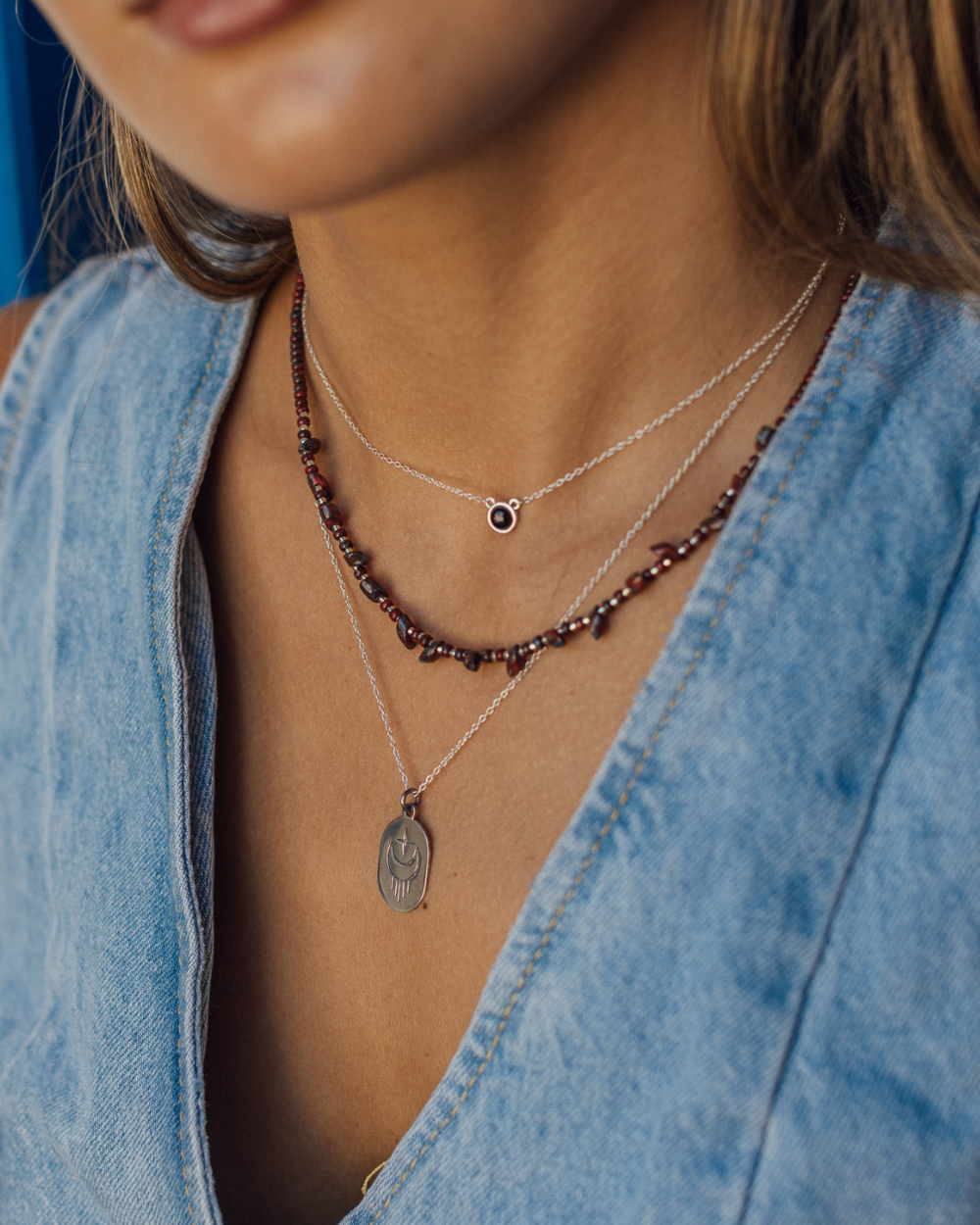Collar Irregular Rojo Picasso y Plateado
