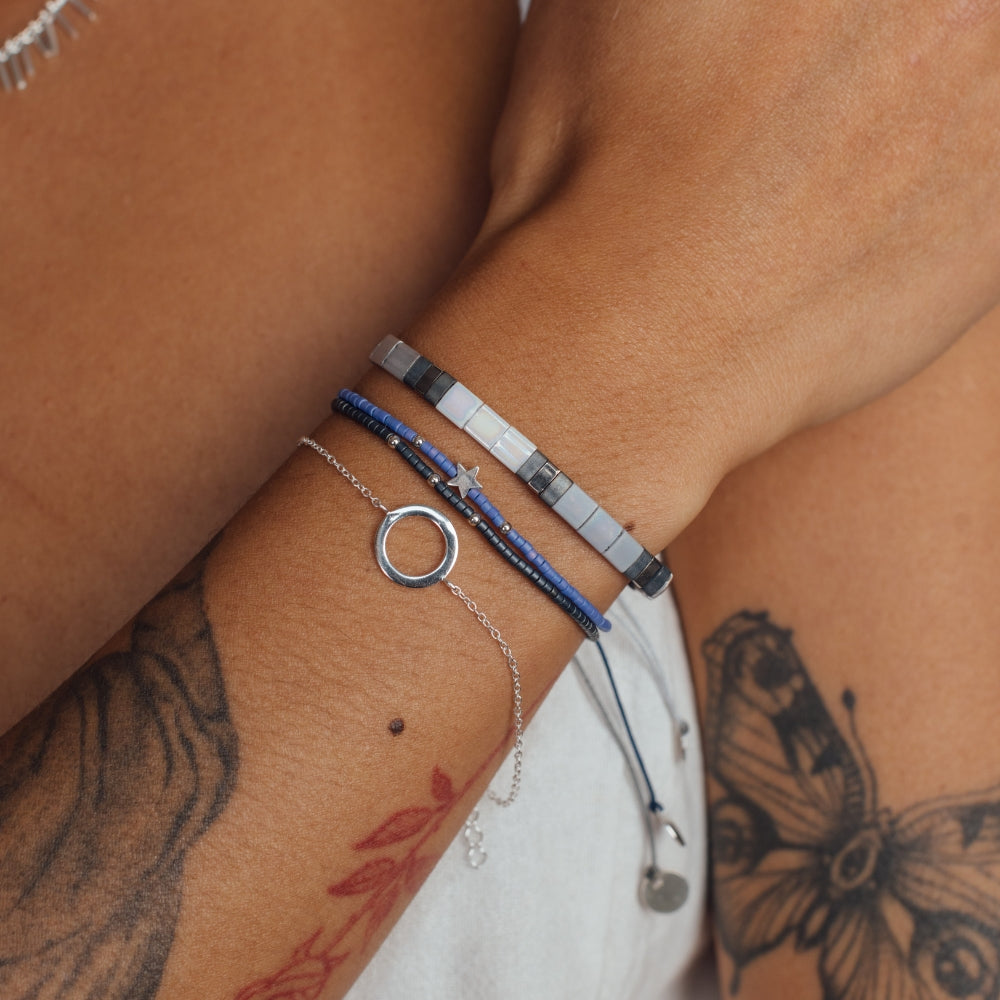 Pulsera Fita Blanca y Gris