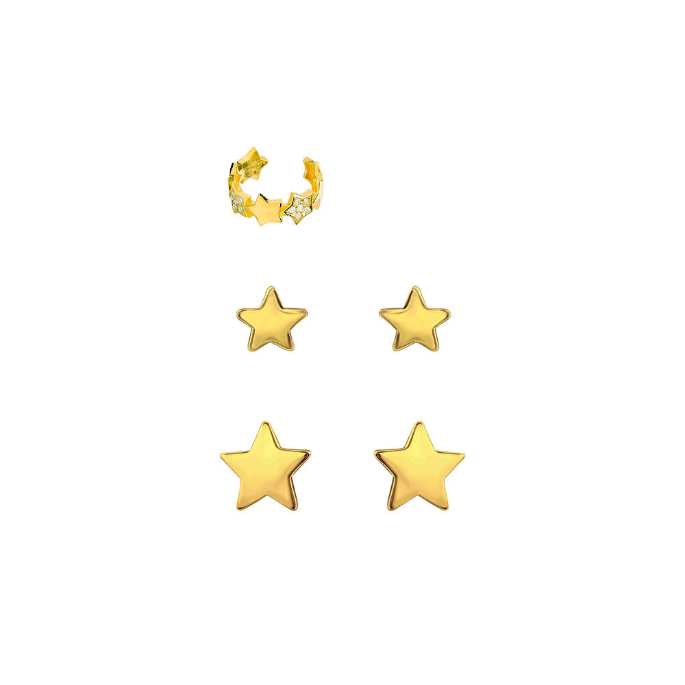 Pack Ear Cuff Suki y Estrellas Bañadas en Oro