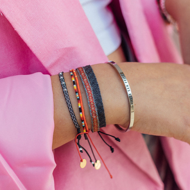 Pulsera Chenoa Azul con Mostacillas Bañadas en Oro