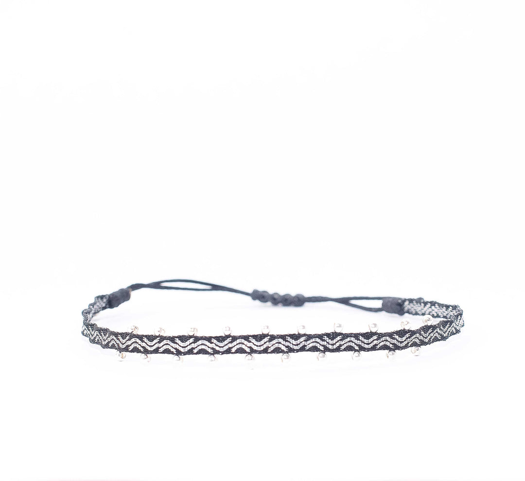 pulsera telar negra con plata