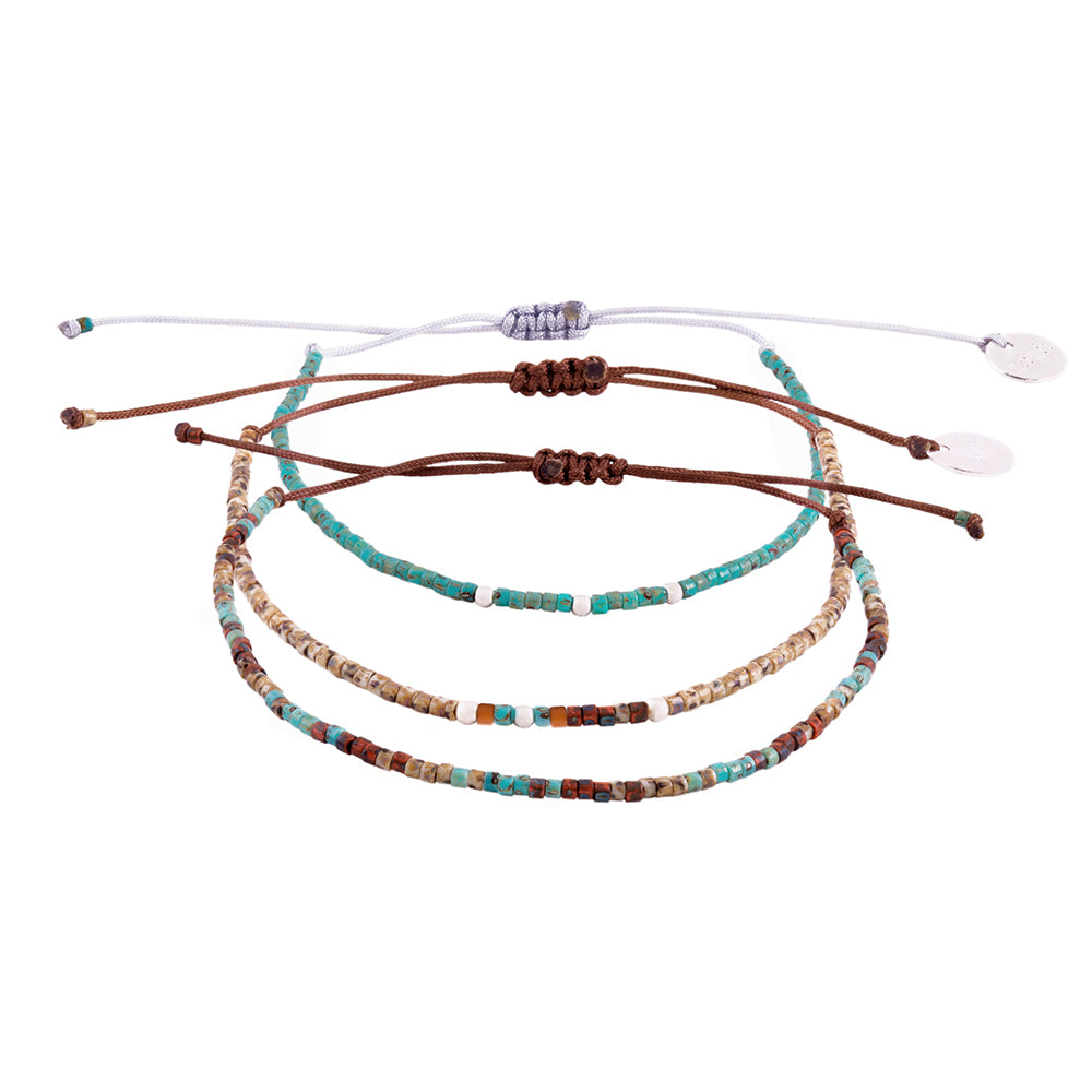 Pack Pulseras Picasso Tierra con Mostacillas de Plata