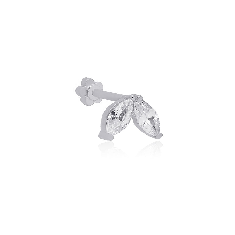 Piercing Circón Hoja de Plata