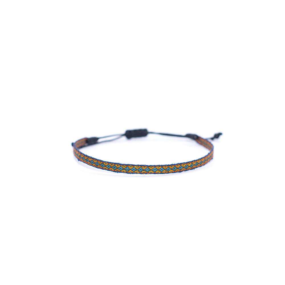 Pulsera Telar Fina Naranja y Azul