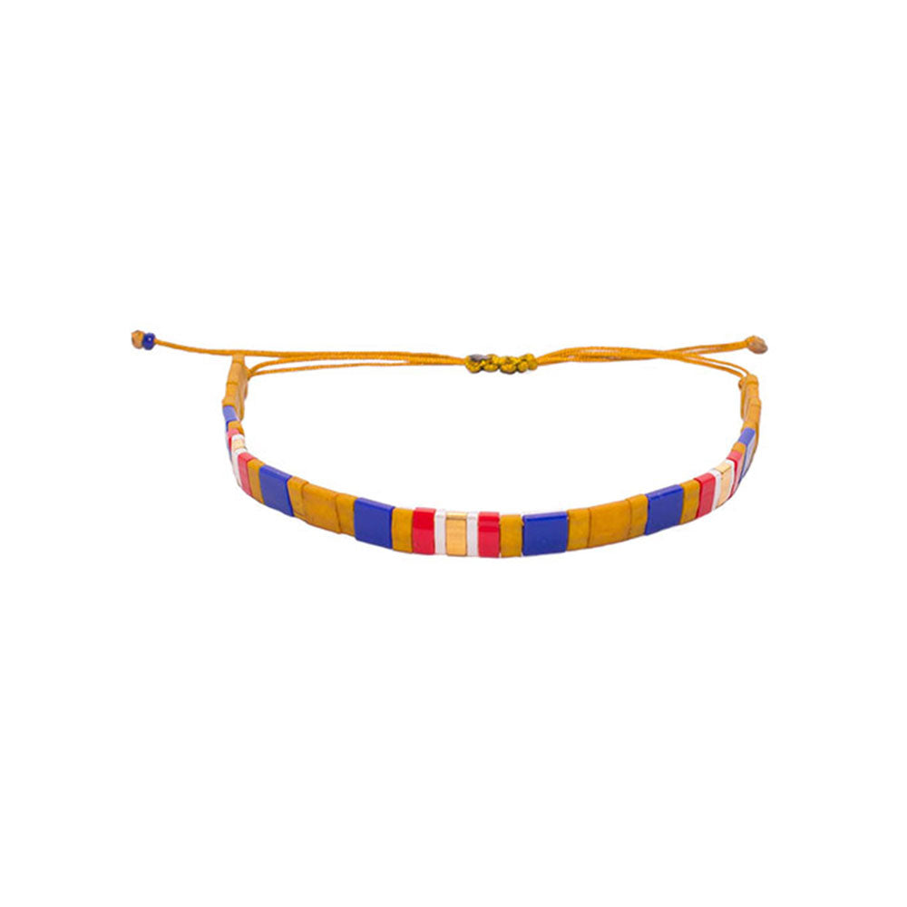 Pulsera Fita Mostaza Y Azul