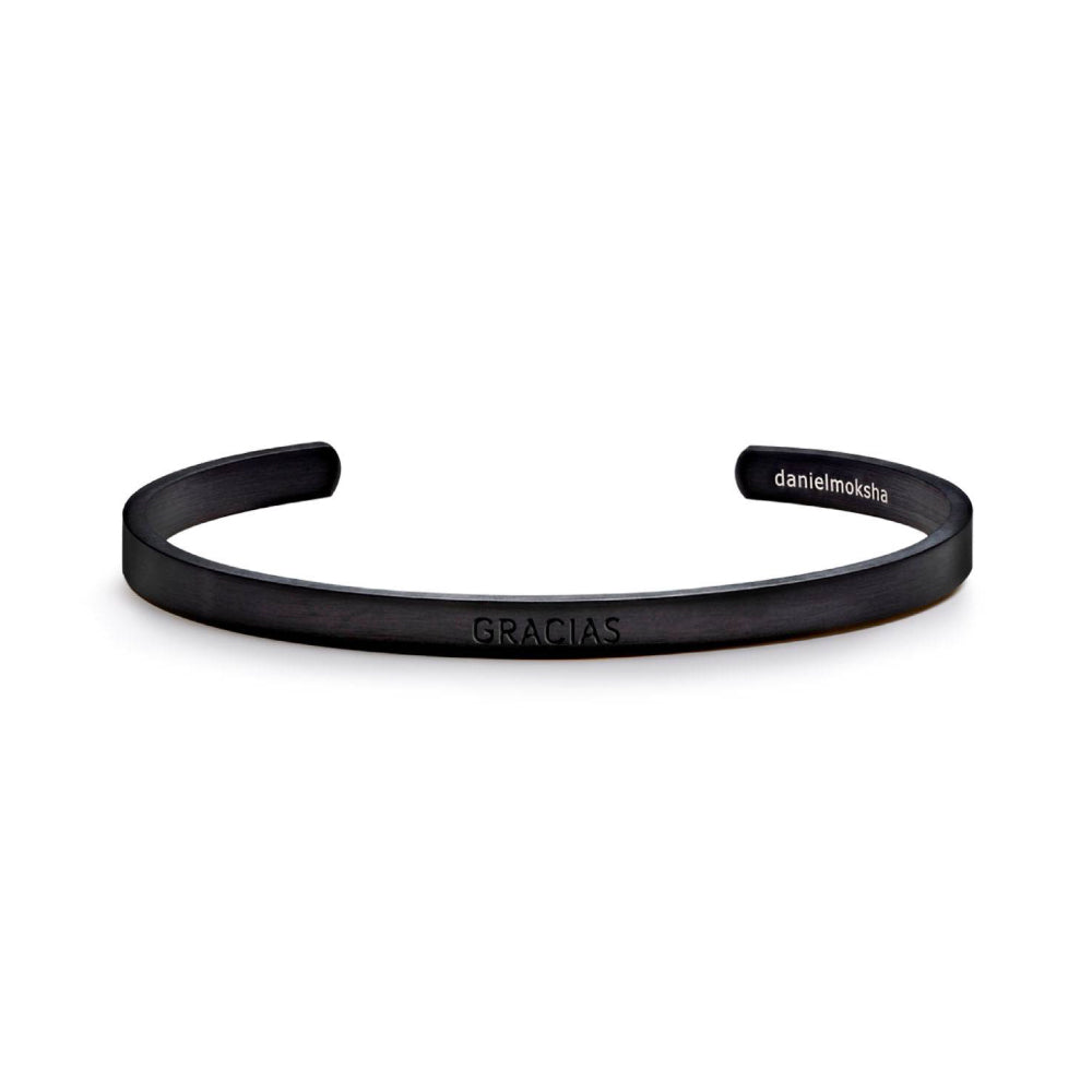 Pulsera Fina de Acero Negro Gracias