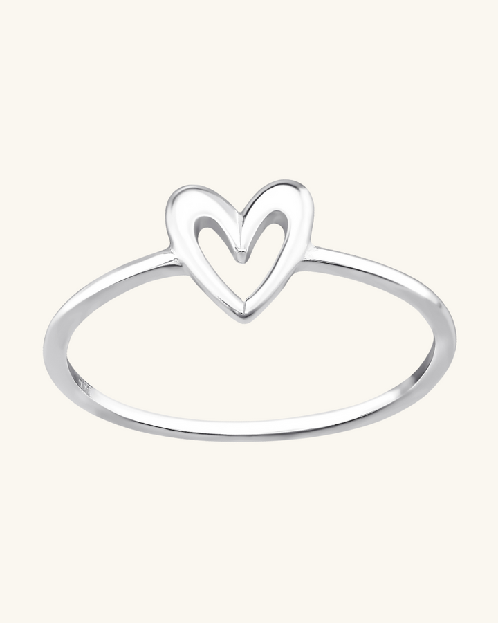 Anillo Corazón Alargado de Plata