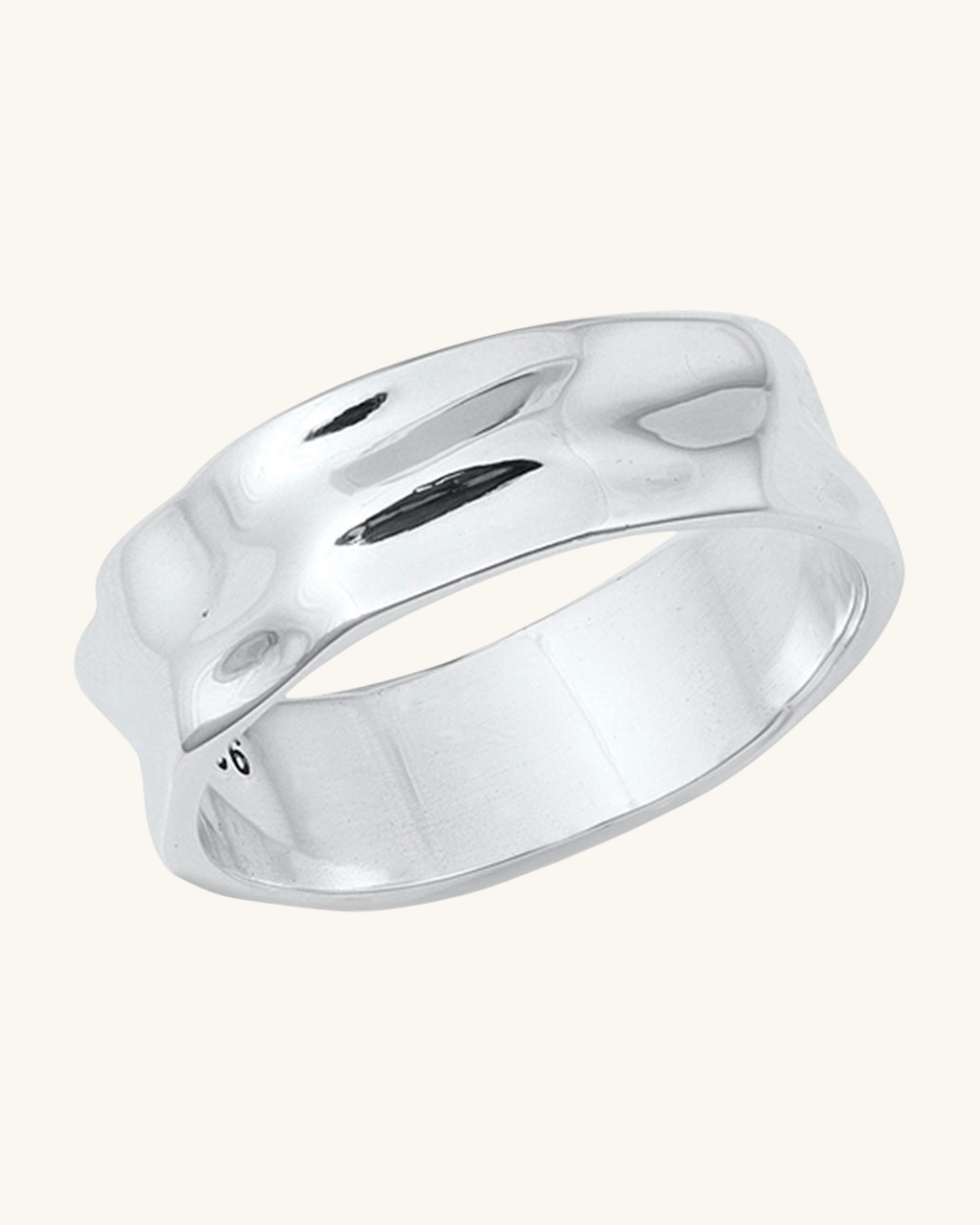 Anillo Ancho de Plata Irregular - Zazü