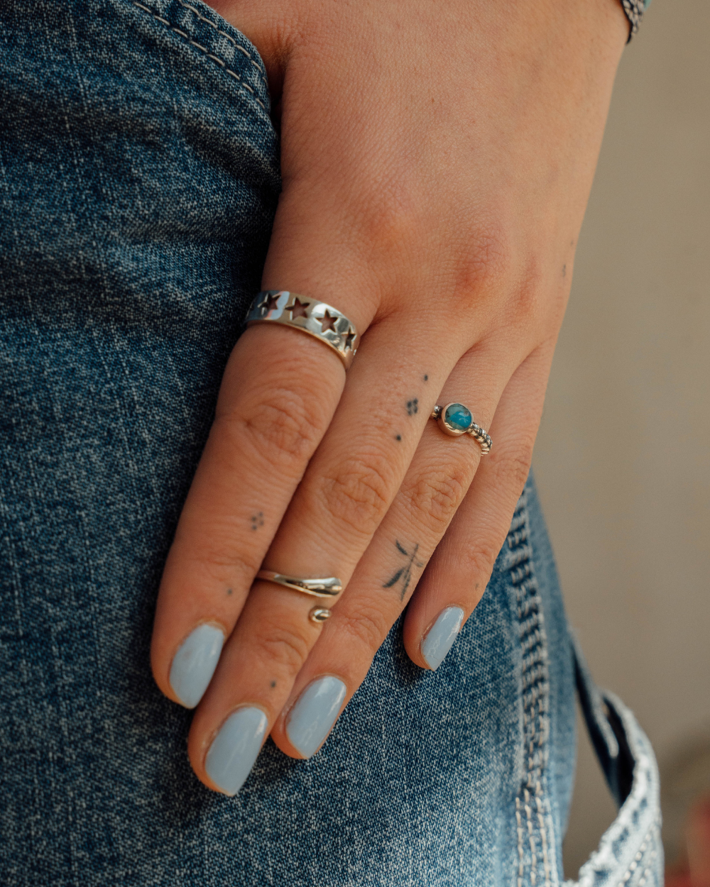 Anillo Pelotitas y Turquesa