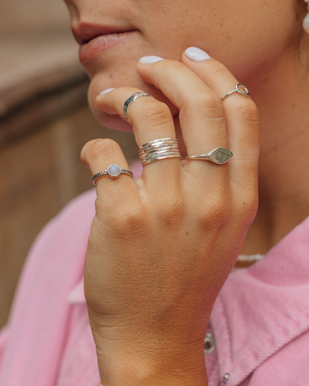 Anillo Piedra Luna Trenzado - Zazü