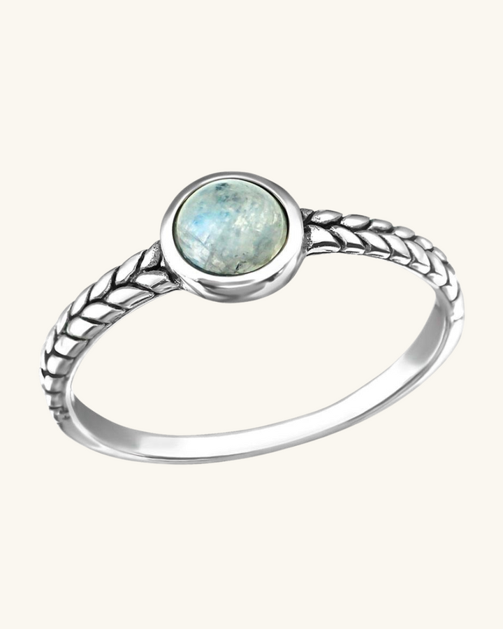 Anillo Piedra Luna Trenzado - Zazü