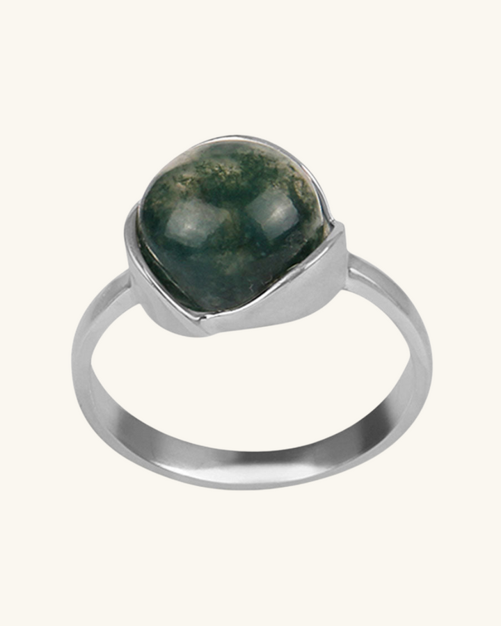 Anillo con Ágata Verde Oscura - Zazü