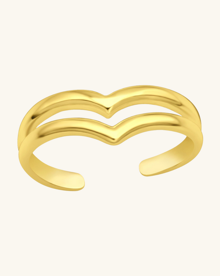 Anillo de Pie en V Bañado en Oro - Zazü