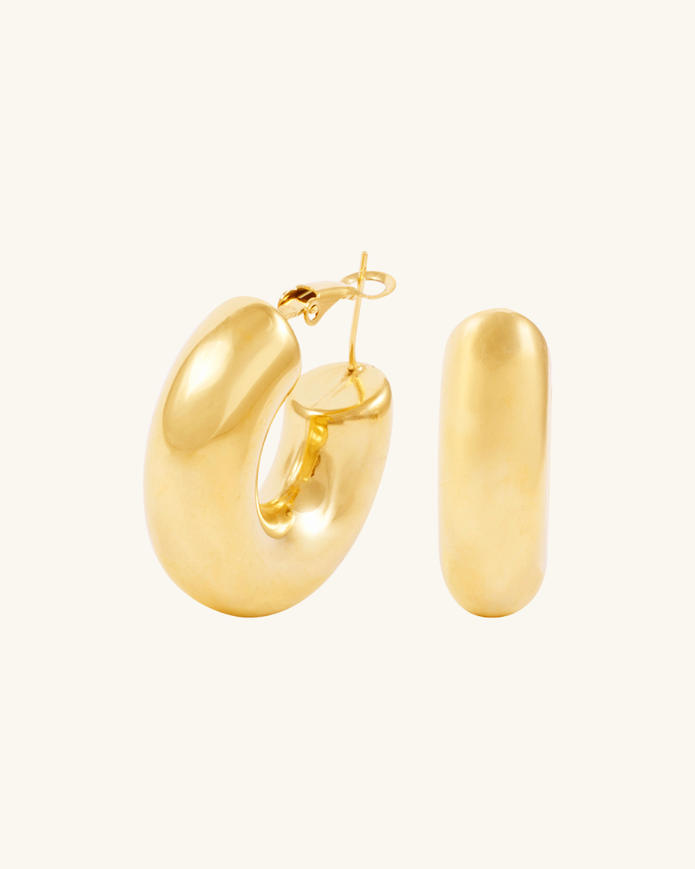 Argollas Chunky de Acero Bañado en oro