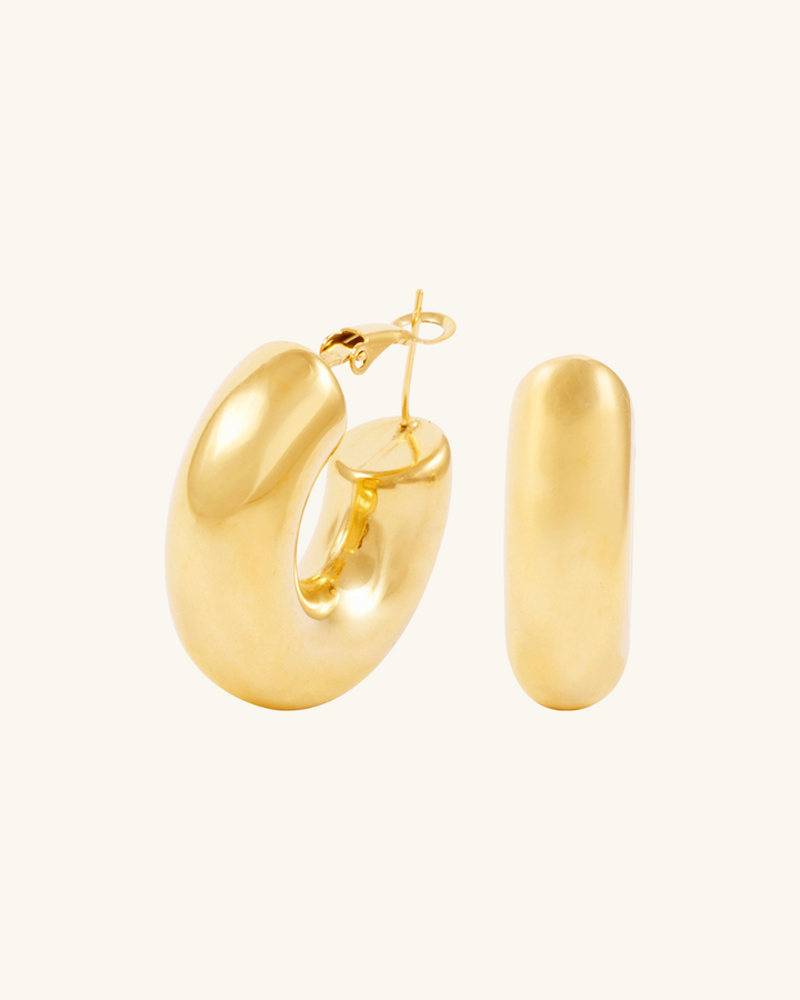 Argollas Chunky de Acero Bañado en oro