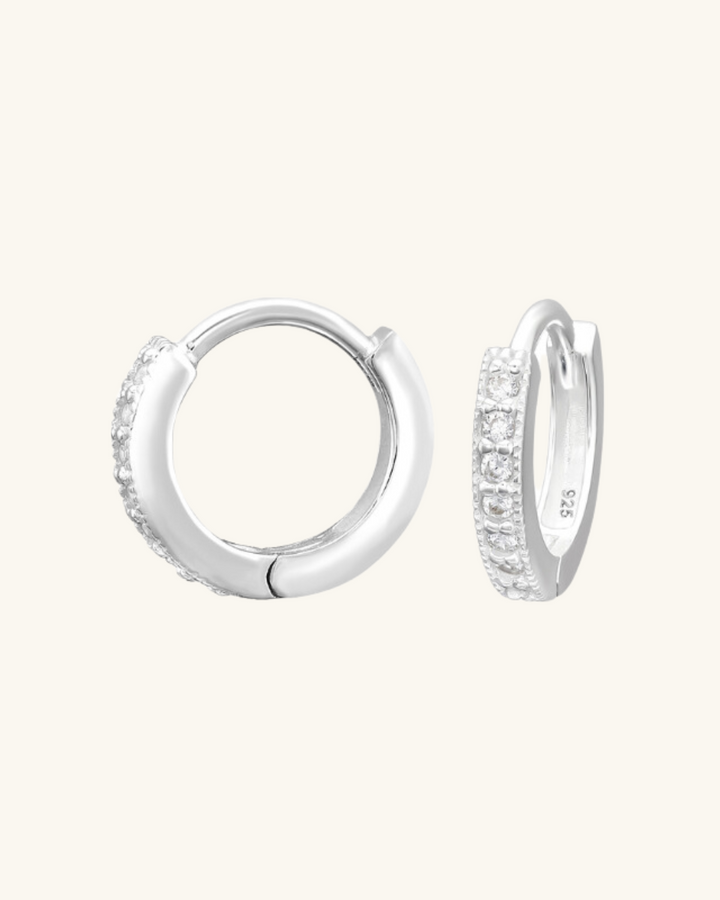 Argollas Jacinta de Plata Con Circones Blancos - Zazü
