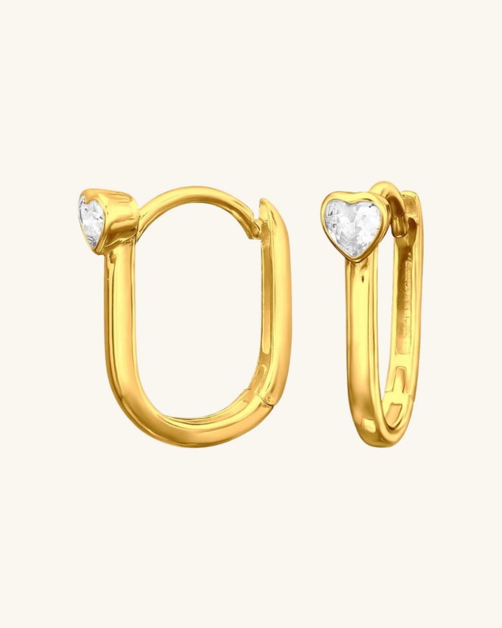 Argollas Kare con Corazón Bañadas en Oro - Zazü