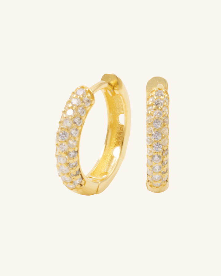 Argollitas de Plata Bañadas en Oro con Circones 10mm